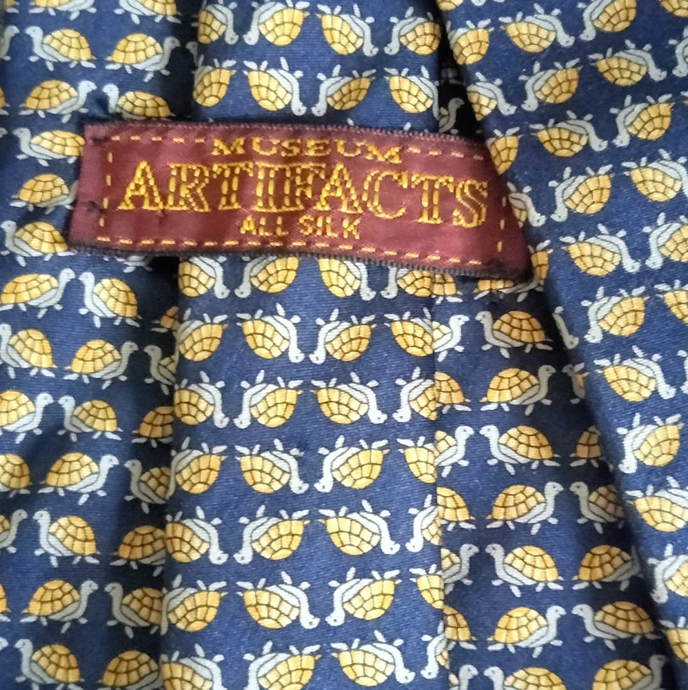 Museum Artifacts Blue and Yellow Silk Tie